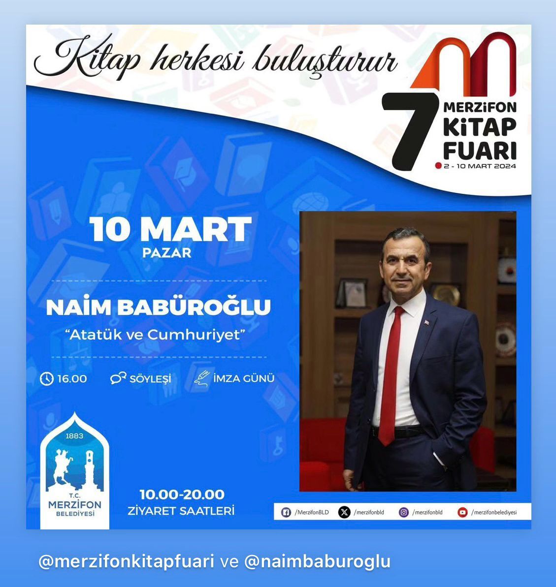 Babüroğlu Merzifon’da kitaplarını imzalıyor