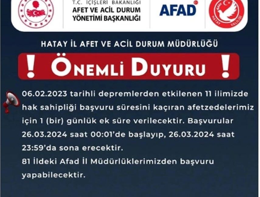 AFAD Genel Başkanlığı tarafından