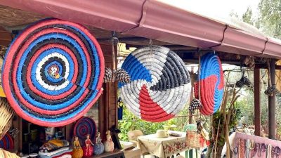 Hatay’ın Samandağ ilçesinde yaşayan afetzede Neriman Şahan, renklendirdiği buğday saplarını