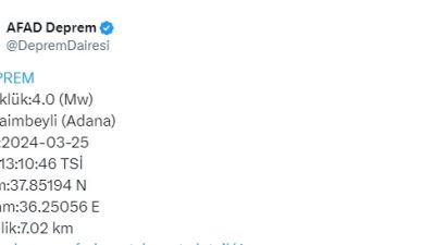 Afet ve Acil Durum Yönetimi Başkanlığı (AFAD), Adana’nın Saimbeyli ilçesinde