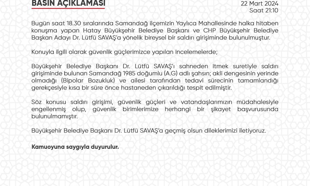 Hatay Büyükşehir belediye başkanı