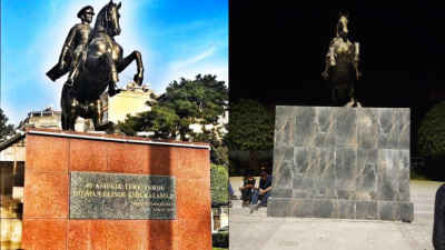 Hatay’ın merkezinde bulunan Atatürk Anıtı, deprem sonrası yapılan tadilat çalışmaları