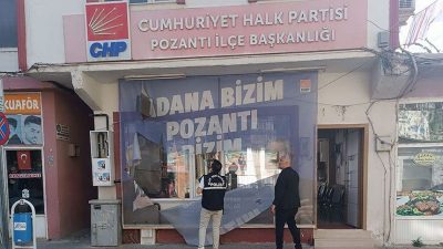 CHP Pozantı İlçe Başkanlığı binasının camları kırıldı, olayla ilgili soruşturma