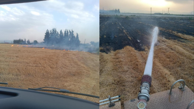 Hatay’ın Kumlu İlçesi’nde meydana gelen anız yangını, hızlı müdahale sayesinde