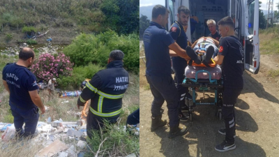 Antakya ilçesi Paşaköy Mahallesi’nde sürücüsünün kontrolünü kaybettiği motosiklet, dağlık alanda