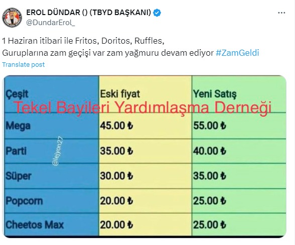 Son günlerde kolay tüketilen ürünlerin fiyatlarındaki artışın ardından, Fritos, Doritos