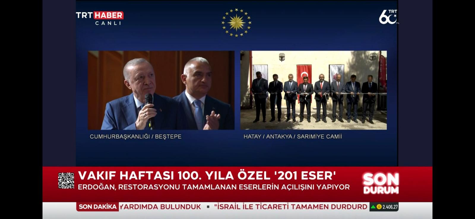 Cumhurbaşkanı Erdoğan telekonferans ile Sarımiye camiini açtı