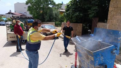 Hatay Büyükşehir Belediyesi ekipleri, Samandağ ilçesinde larva ve uçkunla mücadele
