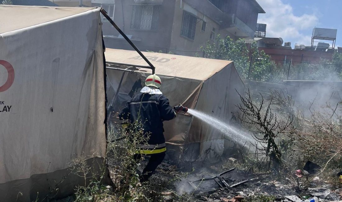 Antakya’da çadırlarda çıkan yangında