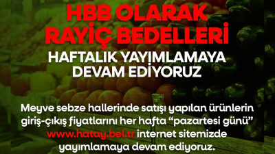 Hatay Büyükşehir Belediyesi, ilimizdeki meyve ve sebze hallerine giren ürünlerin