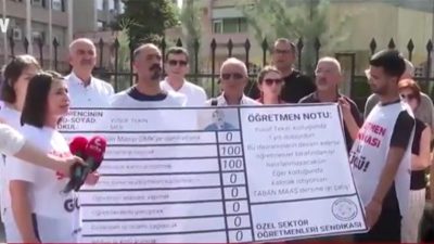 Özel Sektör Öğretmenleri Sendikası’na üye öğretmenler, Milli Eğitim Bakanı Yusuf