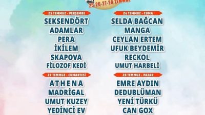 2024 Milyonfest Hatay/Arsuz programı açıklandı. Milyonfest, 25-26-27-28 Temmuz tarihleri arasında