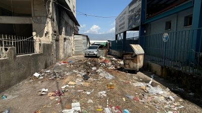 Hatay’ın Antakya ilçesinde, Haraparası Mahallesi’nde bulunan sebze halinde çöp yığınları