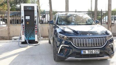 İskenderun, Hatay’da Türkiye’nin yerli otomobili TOGG’un şarj istasyonu şirketi Trugo