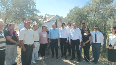 Hatay’ın Defne ilçesi Ballıöz Mahallesi’nde inşaatı süren TOKİ konutları için