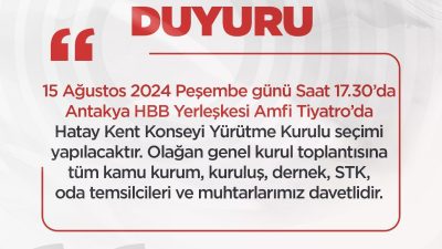 Hatay Büyükşehir Belediyesi (HBB), sosyal medya hesabından yaptığı açıklamada Hatay
