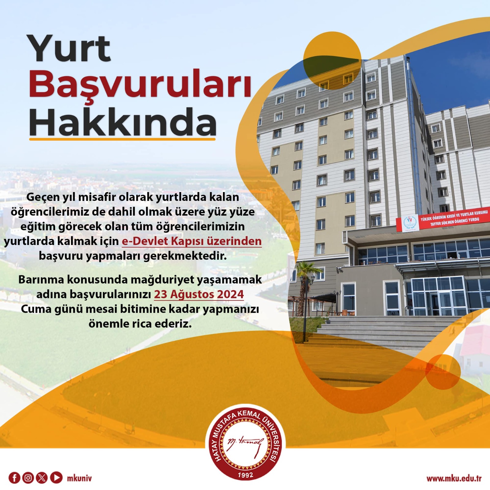 MKÜ’den Yurt Uyarısı: Başvuru İçin Son Gün!