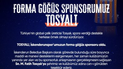 Türkiye’nin global çelik üreticisi Tosyalı, İskenderunspor’un forma göğüs sponsoru oldu.
