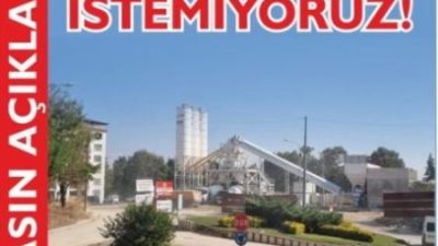 Hatay’ın Defne ilçesine bağlı Armutlu Mahallesi’nde yeni kurulan beton santraline