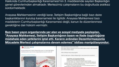 Dezenformasyonla Mücadele Merkezi, bazı basın organlarında ve sosyal medyada yayımlanan