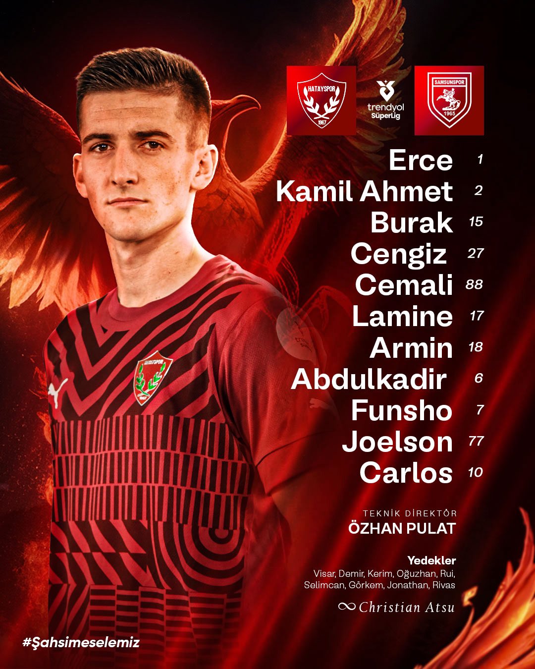 Hatayspor – Samsunspor ilk 11 belli oldu