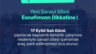 Antakya küçük sanayi sitesinde bugün kapsamlı bir temizlik çalışması yapılacağı