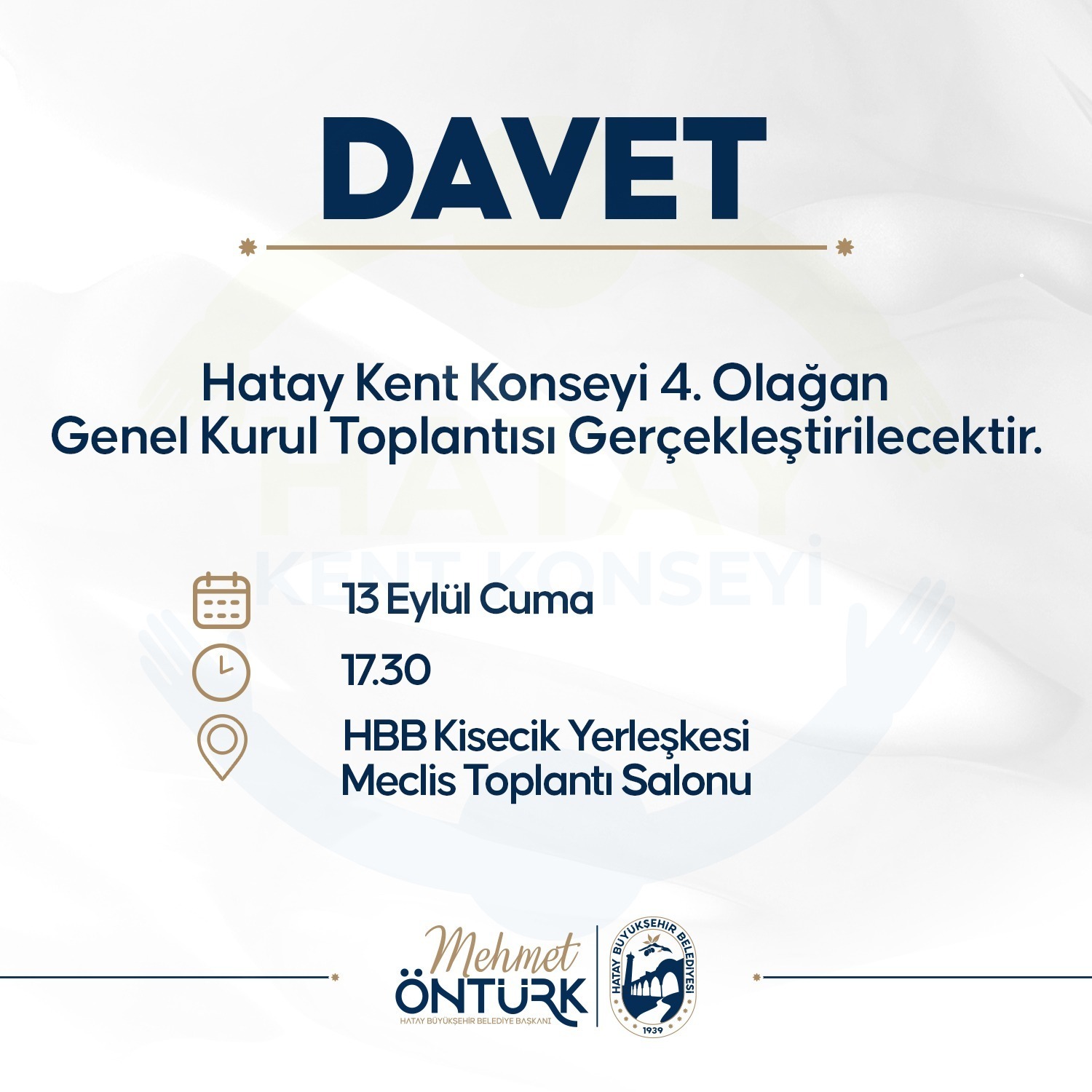 Hatay Kent Konseyi Genel Kurulu 13 Eylül’de