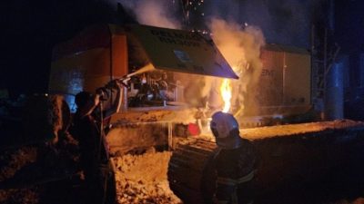 Hatay’ın Antakya İlçesi Demirköprü Mahallesi’nde bir yol şantiyesinde çalışan iş