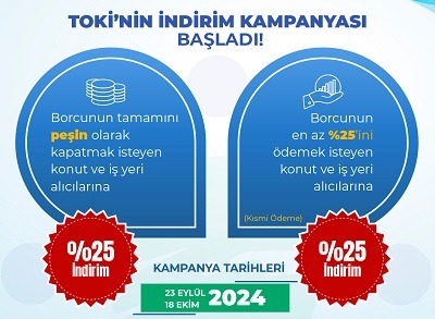 TOKİ’de Yüzde 25 indirim kampanyası başladı