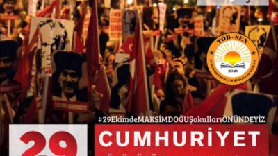 Tüm Öğretmenler Birliği Sendikası (TÖB-SEN), Cumhuriyet’in 101. yılını kutladığı mesajında