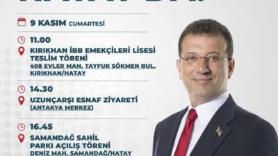İstanbul Büyükşehir Belediye (İBB) Başkanı Ekrem İmamoğlu, 9 Kasım Cumartesi