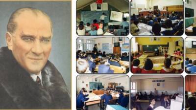 Millî Eğitim Bakanlığı ders kitaplarının ilk sayfalarında ve okul duvarlarında