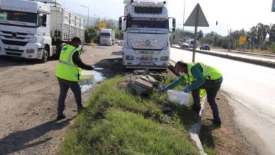 Hatay Büyükşehir Belediyesi, İskenderun Sarıseki Mahallesi’nde E-5 Karayolu üzerinde görülen