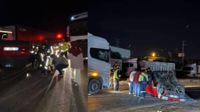 Hatay’ın Dörtyol ilçesinde, sürücüsünün direksiyon hakimiyetini kaybetmesi sonucu kontrolden çıkan