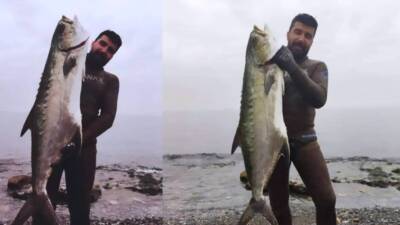 Hatay’ın Payas ilçesi açıklarında dalış yapan amatör dalgıç Tacettin Kıraç,