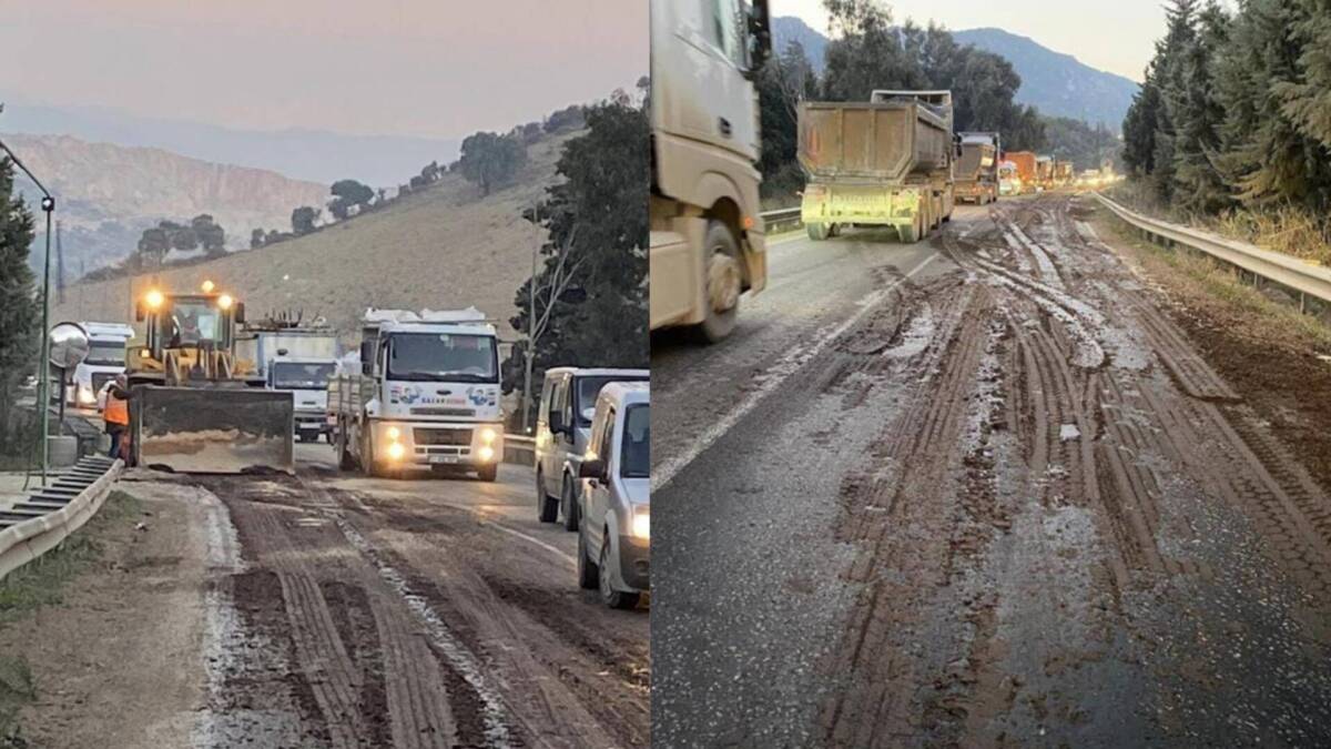 Hatay’da Yola Dökülen Zeytin Posası Temizlendi