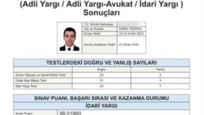 3 farklı KPSS sınavında birincilik elde eden Emre Pişiren, hakimlik