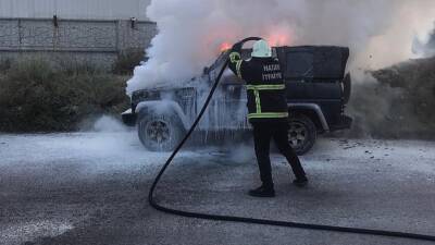 Payas'ta çıkan araç yangını, Hatay Büyükşehir Belediyesi İtfaiye Dairesi Başkanlığı