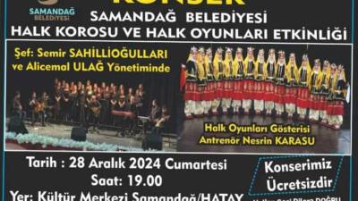 Samandağ Belediyesi, 28 Aralık 2024 Cumartesi günü saat 19.00’da Kültür