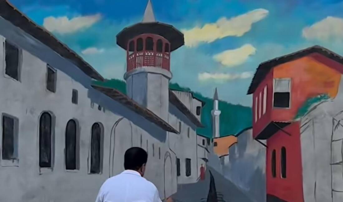 Ressam Yusuf Altunay, Hatay’da depremde yıkılan Kantara Camii’ni sanatına taşıdı.