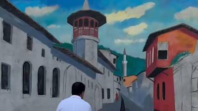 Ressam Yusuf Altunay, Hatay’da depremde yıkılan Kantara Camii’ni sanatına taşıdı.