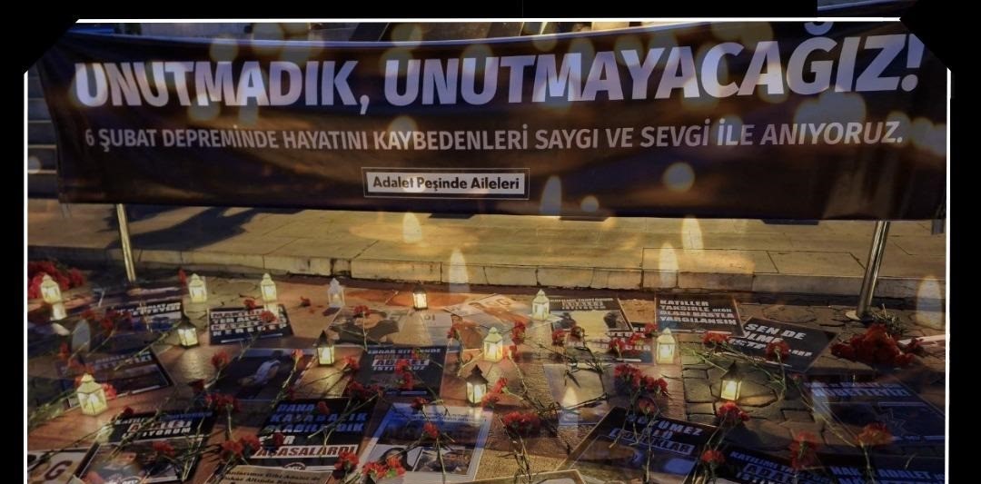 6 Şubat 2023 depreminin ikinci yılında, hayatını kaybedenler için Kadıköy'de