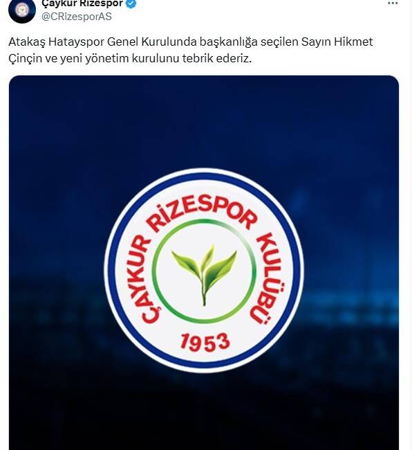 Atakaş Hatayspor’da gerçekleştirilen genel kurulda başkanlık koltuğuna oturan Hikmet Çinçin,