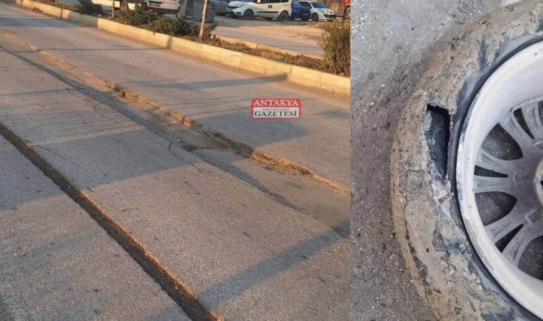 Antakya-Samandağ Çevre Yolu'nda yapılan doğalgaz çalışması sonrası bozulan yollar, araçlara