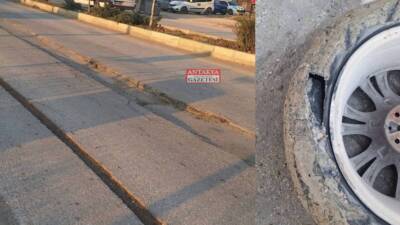 Antakya-Samandağ Çevre Yolu'nda yapılan doğalgaz çalışması sonrası bozulan yollar, araçlara