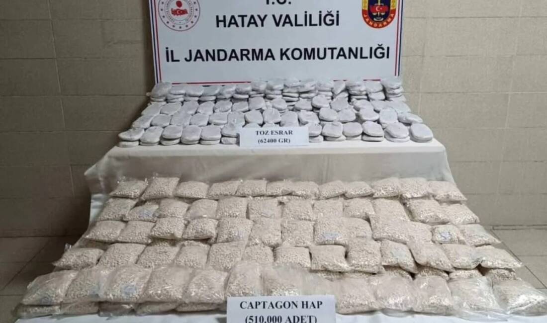 Hatay’ın Altınözü ilçesinde gerçekleştirilen uyuşturucu operasyonunda, 510 bin captagon hap