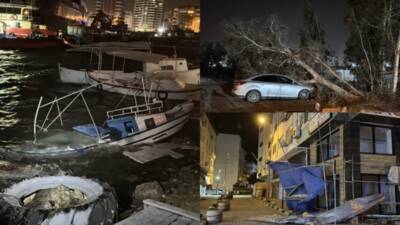 Hatay’ın İskenderun ilçesinde akşam saatlerinde başlayan ve etkisini artıran fırtına,