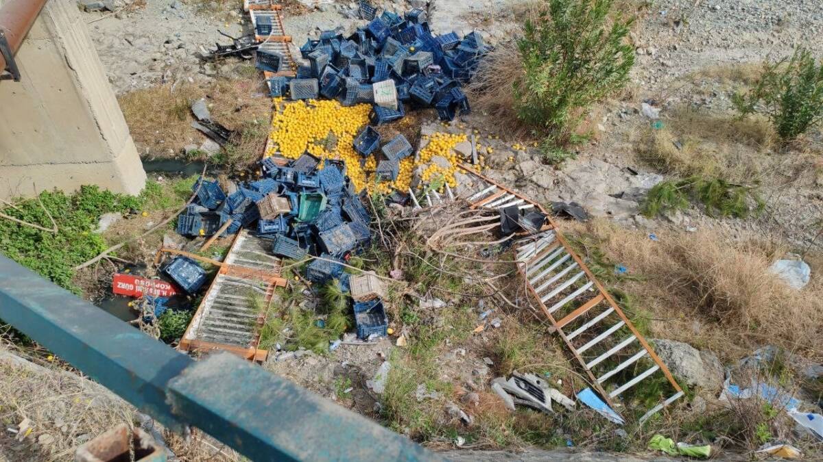 Hatay’ın Erzin ilçesinde meydana gelen trafik kazasında limon yüklü kamyonet,