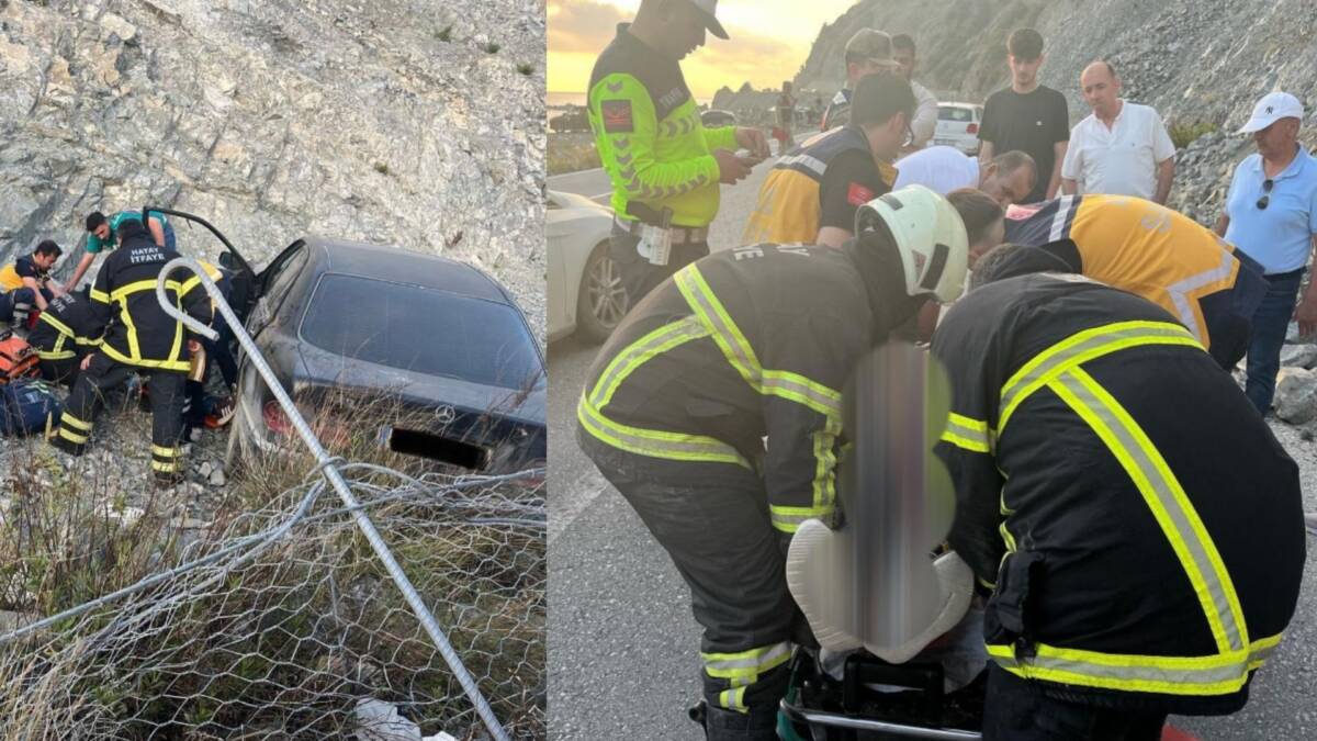 OTOMOBİL HENDEĞE DÜŞTÜ,2 YARALI..