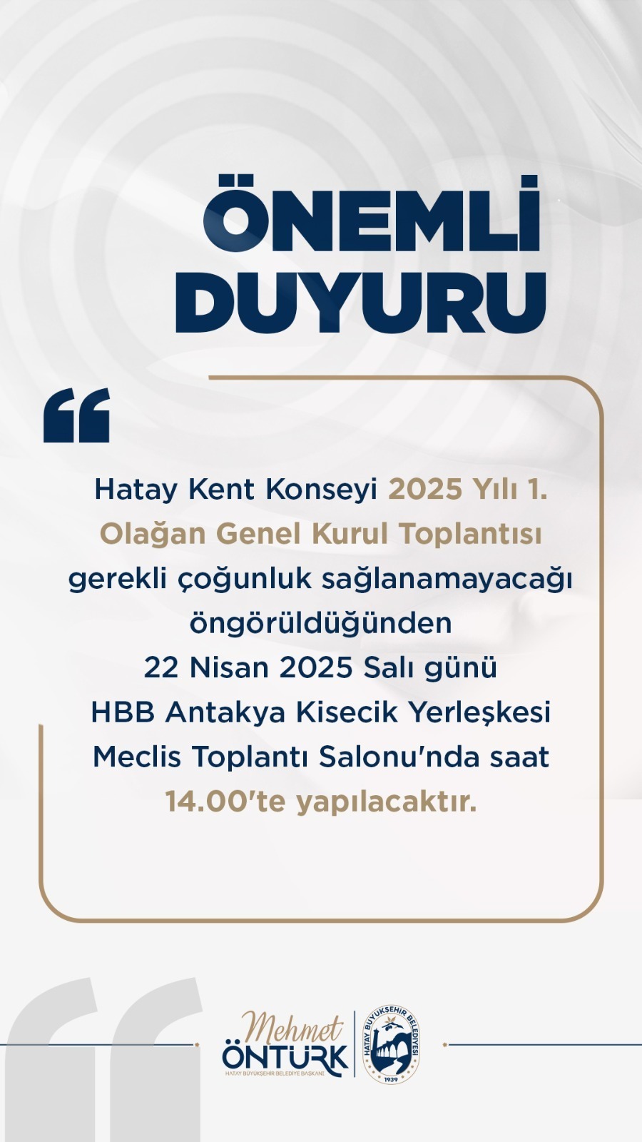 Hatay Büyükşehir Belediyesi (HBB), yerel demokrasinin önemli yapı taşlarından biri